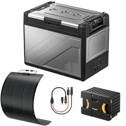 BougeRV Rocky 52L Kompressor Kühlbox Auto mit Aufladbarem Akku + 100W Flexibel Solarpanel mit 5521 Adapter, Kit zum Laden von Akku Kühlbox direkt über Solarmodule, kompatibel mit Kraftwerk BougeRV Rocky 52L Kompressor Kühlbox Auto mit Aufladbarem Akku + 100W Flexibel Solarpanel mit 5521 Adapter, Kit zum Laden von Akku Kühlbox direkt über Solarmodule, kompatibel mit Kraftwerk von BougeRV