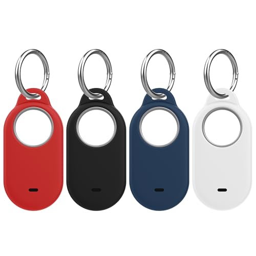 Bougraite 4 Pack Hülle für Samsung Galaxy SmartTag 2, Silikon Schutzhülle Kompatibel mit Galaxy Smart Tag 2 mit Schlüsselanhänger für Haustiere, Schlüssel, Gepäck, Rucksäcke, Brieftasche (Schwarz Bougraite 4 Pack Hülle für Samsung Galaxy SmartTag 2, Silikon Schutzhülle Kompatibel mit Galaxy Smart Tag 2 mit Schlüsselanhänger für Haustiere, Schlüssel, Gepäck, Rucksäcke, Brieftasche (Schwarz von Bougraite