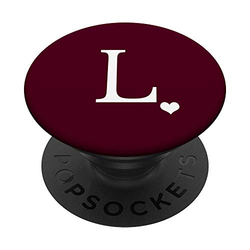 Initiale L Herz Monogramm Auf Burgunderrot Weinrot PopSockets PopGrip: Ausziehbarer Sockel und Griff für Handys/Tablets mit Tauschbarem Top von Boujeeco