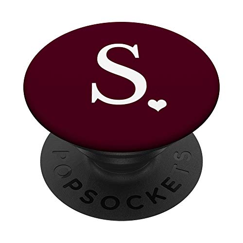 Initiale S Herz Monogramm Auf Burgunderrot Weinrot PopSockets PopGrip: Ausziehbarer Sockel und Griff für Handys/Tablets mit Tauschbarem Top von Boujeeco