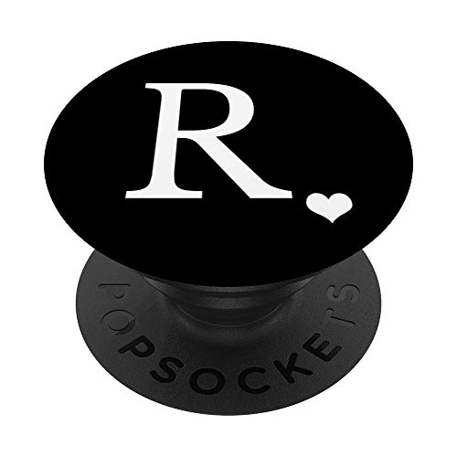Weiß Schwarz Anfangsbuchstabe R Herz Monogramm Initial R - PopSockets Ausziehbarer Sockel und Griff für Smartphones und Tablets von Boujeeco