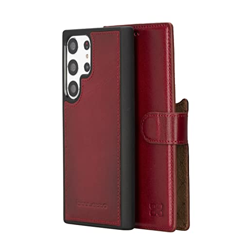 BOULETTA Samsung Galaxy S23 Ultra Lederhülle, Handmade Galaxy S23 Ultra Leder Wallet Case mit Kartenhalter für Männer und Frauen, RFID Geschützt, Kickstand (Rot) von Bouletta