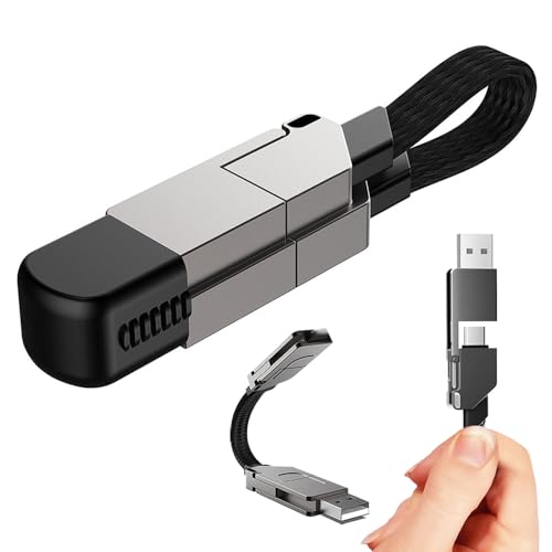 Bouncy Tragbares 4-in-1 Mehrfachladekabel 60W USB A/C Stecker auf USB C/IP Kompatibel mit Powerbank für Handy Tablet von Bouncy