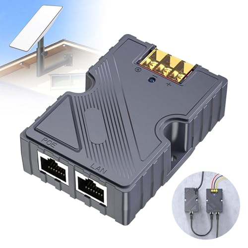 Starlink PoE Injector 150 W GigE, Dishy V2 auf RJ45 Adapter & DC Step Up Konverter 12 V auf 48 V – passiver ABS-Überspannungs- und ESD-Schutz, High-Speed-Netzwerk für Starlink Internet Kit Satelliten von Bouncy
