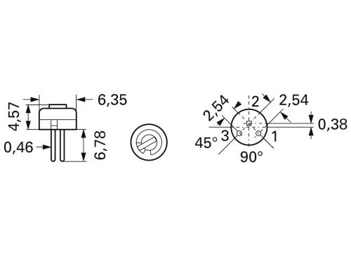 Bourns 3329H-1-253LF Cermet-Trimmer linear 0.5W 25kΩ 240° 260° von Bourns