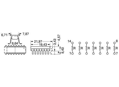 Bourns 4116R-1-332LF Widerstandsnetzwerk 3.3kΩ THT DIP-16 0.25W von Bourns