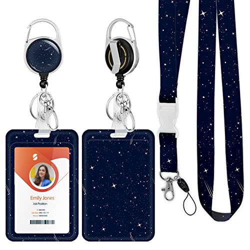 ID Badge Holder mit Lanyard, einziehbare ID Badge Card Holders Abnehmbare Hals Lanyard Strap mit Badge Reel und vertikale ID-Halter für Krankenschwester Studenten (Meteor) von Boutilon