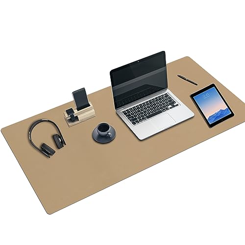 Leder-Schreibtischunterlage, 47 "x 24 "XXX Große Business-Schreibtischunterlage, Wasserdichte Schreibtischunterlage für den Desktop(XXXL-Beige) von Boutilon