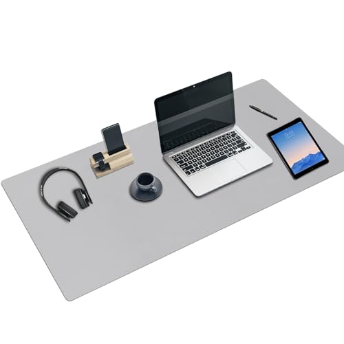 Leder-Schreibtischunterlage, 47 "x 24 "XXX Große Business-Schreibtischunterlage, Wasserdichte Schreibtischunterlage für den Desktop(XXXL-Grey) von Boutilon