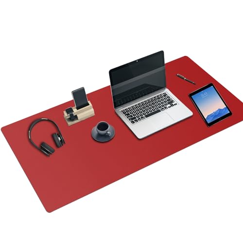 Leder-Schreibtischunterlage, 47 "x 24 "XXX Große Business-Schreibtischunterlage, Wasserdichte Schreibtischunterlage für den Desktop(XXXL-Red) von Boutilon