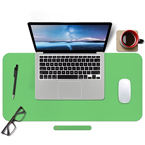 Leder-Schreibtischunterlage,wasserdichte Schreibtischunterlage für Schreibtisch, Schreibtischunterlage für Tastatur und Maus, Leder-Mauspad-Schutz für Büro und Zuhause, 60 * 35cm (S Light Green) von Boutilon