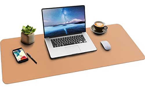 Leder-Schreibtischunterlage,wasserdichte Schreibtischunterlage für Schreibtisch, Schreibtischunterlage für Tastatur und Maus, Leder-Mauspad-Schutz für Büro und Zuhause, 90 * 43cm (L Orange Pink) von Boutilon