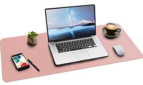 Leder-Schreibtischunterlage,wasserdichte Schreibtischunterlage für Schreibtisch, Schreibtischunterlage für Tastatur und Maus, Leder-Mauspad-Schutz für Büro und Zuhause, 90 * 43cm (L Pink) von Boutilon