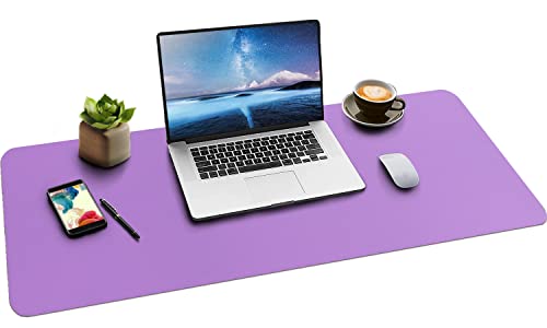 Leder-Schreibtischunterlage,wasserdichte Schreibtischunterlage für Schreibtisch, Schreibtischunterlage für Tastatur und Maus, Leder-Mauspad-Schutz für Büro und Zuhause, 90 * 43cm (L Purple) von Boutilon