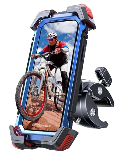 Bovemanx 2023 Handyhalterung Fahrrad & Motorrad, [1s Auto-Sperre][100mph Militär Anti-Shake] Universal Lenker Holder[5s Install] für 4,2‘’-7.2" Smartphones von Bovemanx