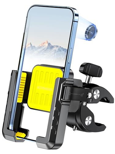 Bovemanx Handyhalterung Fahrrad, 【Radfahren & Aufnehmen Video】 2024 Universal Handy Halterung Fahrrad Lenker, Handyhalterung Motorrad für iPhone 16, Samsung S24,E Bike, Bicycle, Scooter（Yellow） von Bovemanx