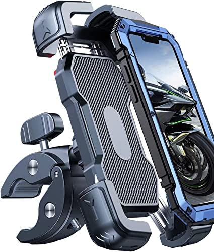 Bovemanx Handyhalterung Motorrad, [150mph Wind Anti-vibriert] [7,2 Zoll Großes Telefon freundlich] Fahrrad Handy Halterung Lenker, [3s Installieren] Handyhalter Fahrrad, kompatibel mit iPhone von Bovemanx