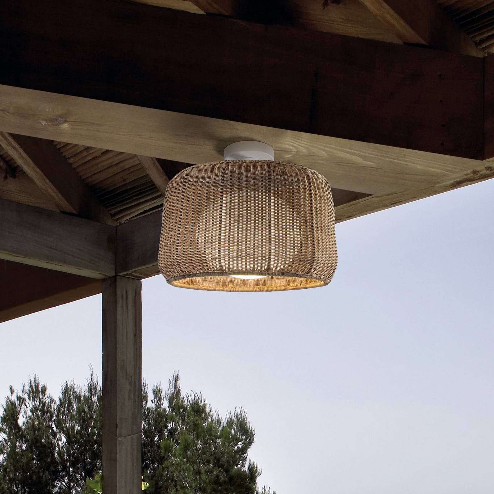 Bover Außen-Deckenlampe Fora, naturweiß/beige, Ø 50 cm Bover Außen-Deckenlampe Fora, naturweiß/beige, Ø 50 cm von Bover