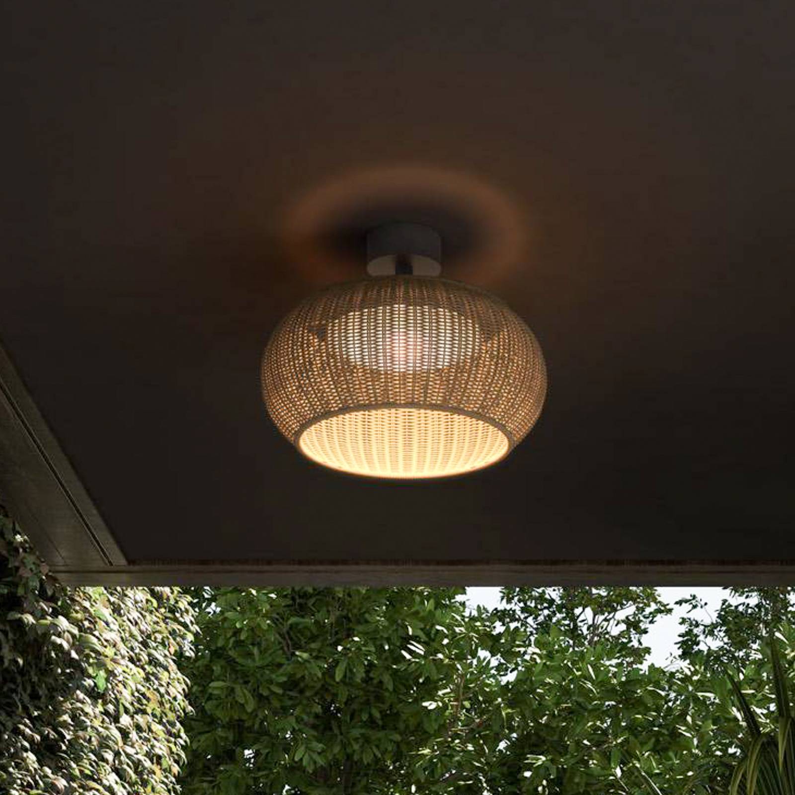 Bover LED-Außen-Deckenlampe Perris, braun/braun, Ø 47 cm Bover LED-Außen-Deckenlampe Perris, braun/braun, Ø 47 cm von Bover