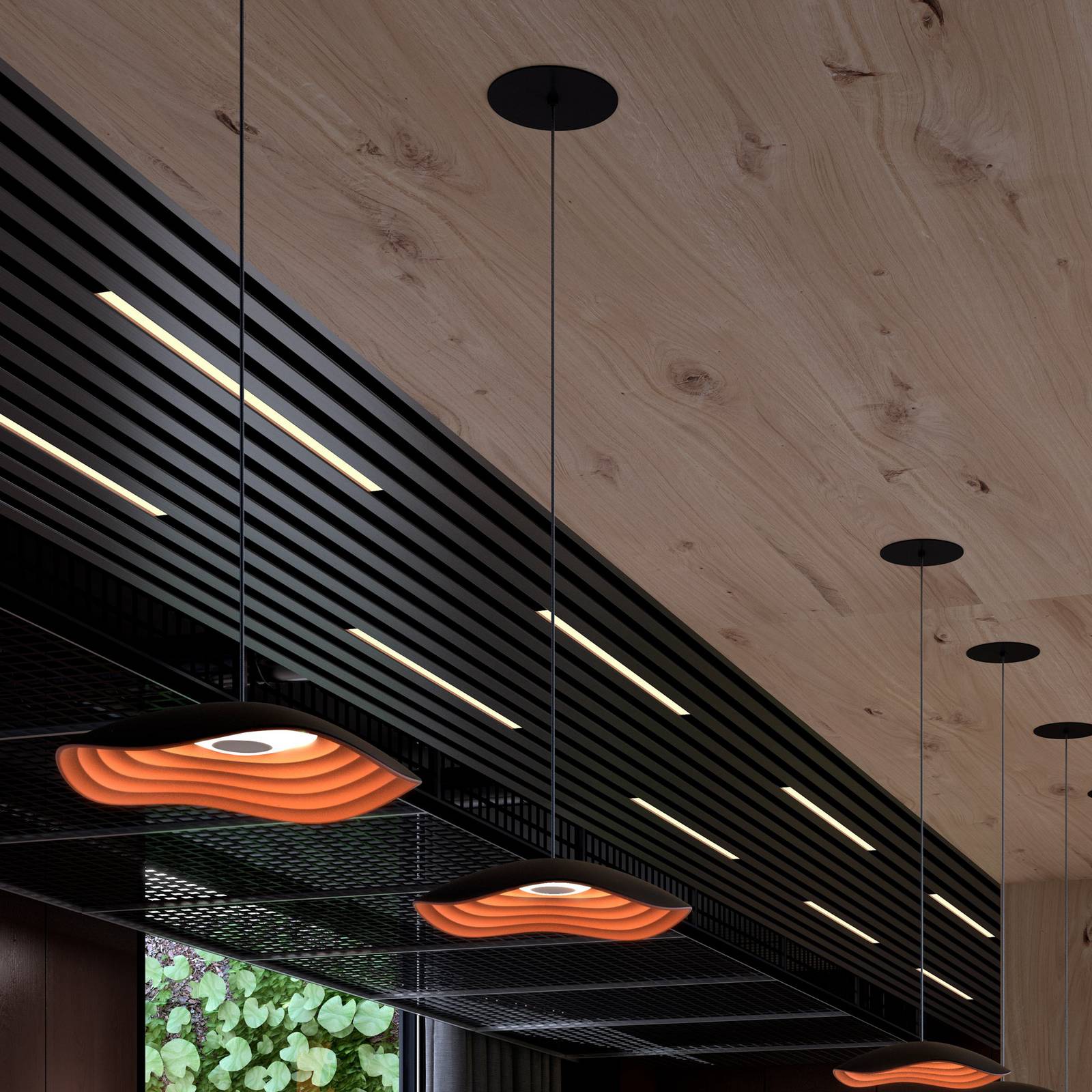 Bover LED-Einbau-Hängelampe Valentina S24, schwarz/kupfer von Bover
