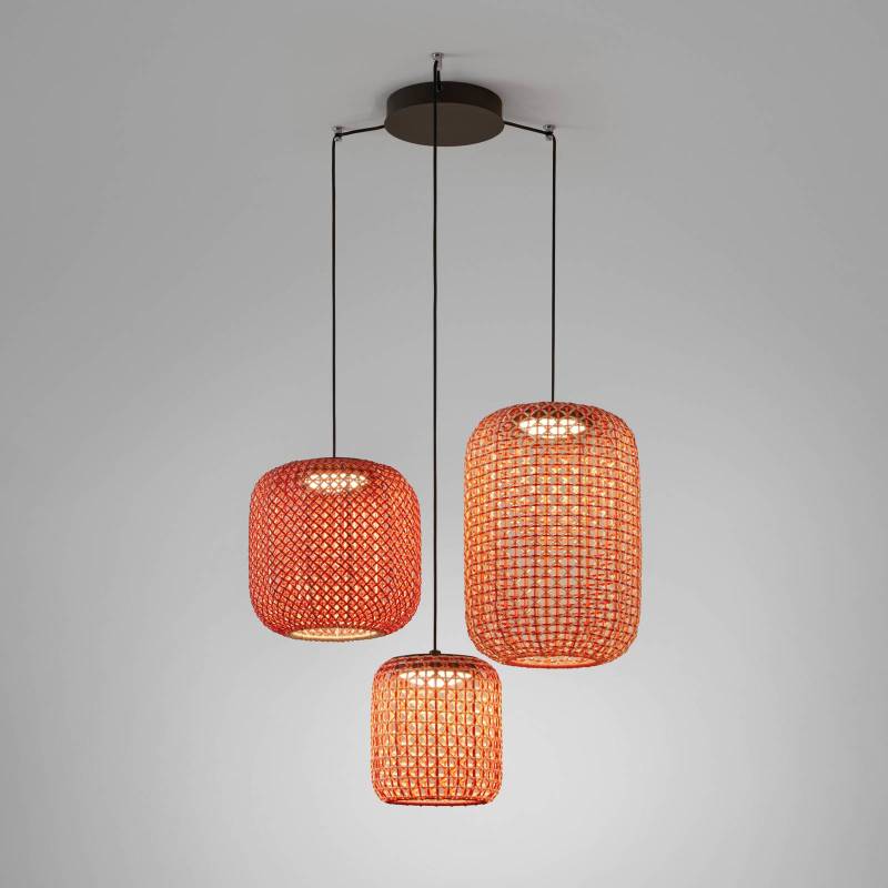 Bover Nans S/3L LED-Hängeleuchte, dreiflammig, rot von Bover