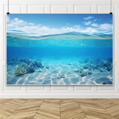 Bovlleetd 1.5x1.2m Unterwasser Hintergrund Aquarium Unterwasser Welt Sonnenlicht Riff Korallenfische Hintergrund Blauer Himmel Sea Wave Fisch Tank Dekor Tapete Video Studio Requisiten Vinyl von Bovlleetd