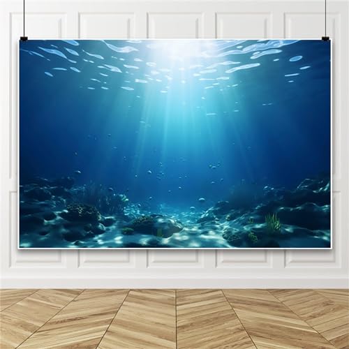 Bovlleetd 2.2x1.5m Tiefsee Hintergrund Aquarium Unterwasser Welt Ripple Sonnenlicht Korallenfische Hintergrund Ozean Aquarium Fotografie Hintergrund Hintergrundbild Video Studio Requisiten Vinyl von Bovlleetd