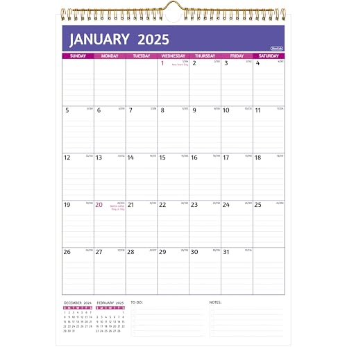 Wandkalender 2025–2026, Wandkalender 2025–2026, 18 Monatskalender, Januar 2025 – Juni 2026, 30,5 x 43,2 cm, Kalender 2025 mit großen Blöcken, dickem Papier, Feiertage, To-do und Notizen, ideal zum von BowCuk