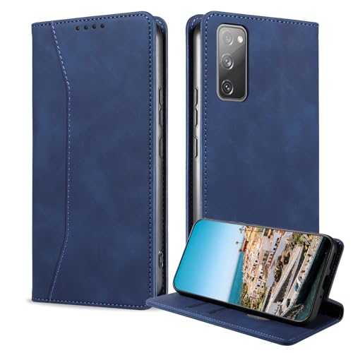 BoxTii Hülle für Samsung Galaxy S20 FE/Galaxy S20 LITE Hülle, PU Leder Brieftasche Klappbar Magnet Kartenfach Standfunktion Schutzhülle für Galaxy S20 FE / S20 LITE, Blau von BoxTii