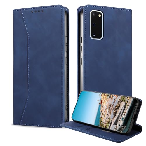 BoxTii Hülle für Samsung Galaxy S20 Hülle, PU Leder Brieftasche Klappbar Magnet Kartenfach Standfunktion Schutzhülle für Galaxy S20, Blau von BoxTii