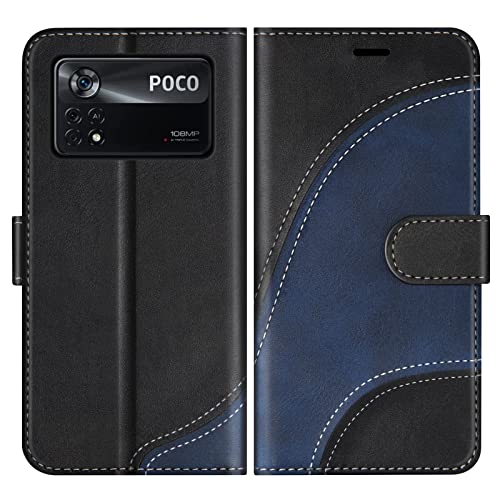 BoxTii Hülle für Xiaomi Poco X4 Pro 5G, PU Leder Handyhülle für Xiaomi Poco X4 Pro 5G, Ledertasche Klapphülle Schutzhülle mit Kartenfächer und Magnetverschluss, Schwarz von BoxTii