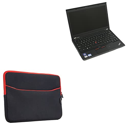 BoxWave Schutzhülle für Lenovo ThinkPad X230 (Hülle von BoxWave) – SoftSuit mit Tasche, weiche Neoprenhülle mit Reißverschlussfach für Lenovo ThinkPad X230, Tiefschwarz mit rotem Rand von BoxWave