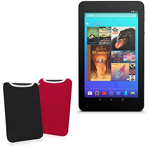 BoxWave Schutzhülle kompatibel mit Ematic Tablet (7 Zoll) – SlipSuit weiche, schlanke Neopren-Schutzhülle – Tiefschwarz/Purpurrot (wendbar) von BoxWave