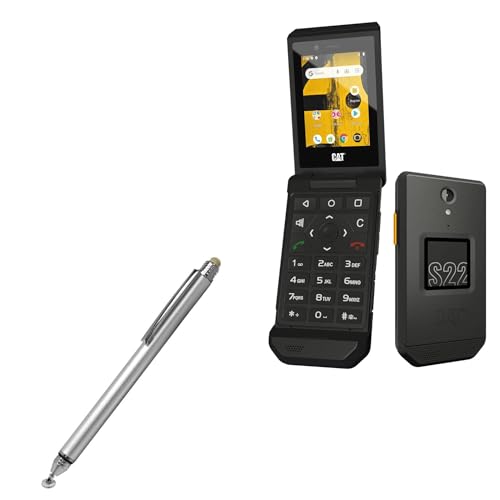 BoxWave Stylus-Eingabestift für CAT S22 Flip (Stylus Pen von BoxWave) – kapazitiver DualTip Stylus, Faserspitze, kapazitiver Eingabestift für CAT S22 Flip – Metallic Silber von BoxWave