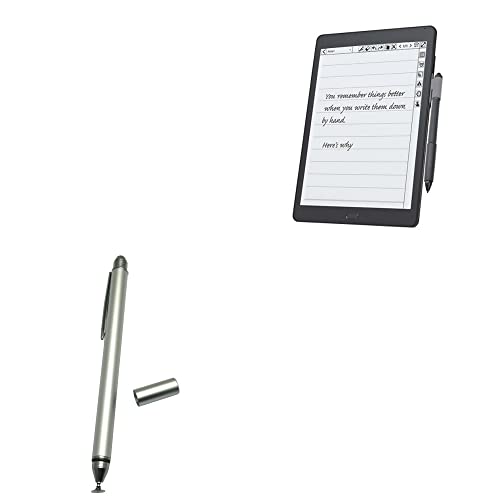 BoxWave Stylus-Eingabestift für Geniatech KloudNote, kapazitiver DualTip Stylus, Faserspitze, kapazitiver Eingabestift für Geniatech KloudNote, Metallic Silber von BoxWave
