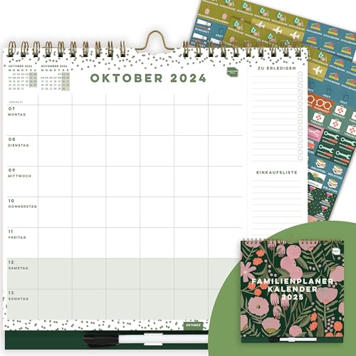 Boxclever Press Familienplaner 2025 6 Spalten. Kalender 2025 Wandkalender mit Wochenansicht. Wandkalender 2025 ab sofort nutzbar bis Dez’25. Familienkalender 2025 mit Listen, Tasche & Stickern. von Boxclever Press