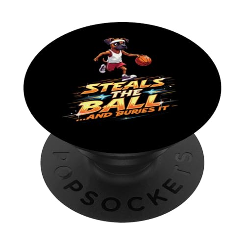 Lustiges Basketball-Geschenk für Boxer-Hundeliebhaber PopSockets Klebender PopGrip von Boxer Dog Fun Designs