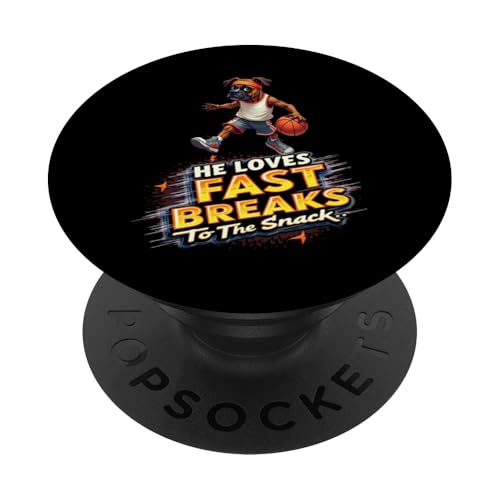 Lustiges Basketball-Geschenk für Boxer-Hundeliebhaber PopSockets Klebender PopGrip von Boxer Dog Fun Designs
