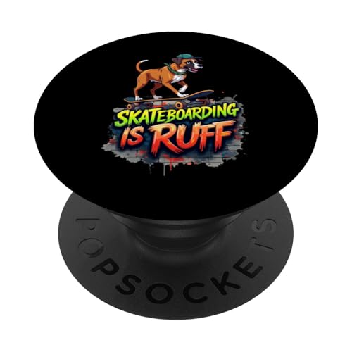 Lustiges Skateboard-Geschenk für Boxer-Hundebesitzer PopSockets Klebender PopGrip von Boxer Dog Fun Designs