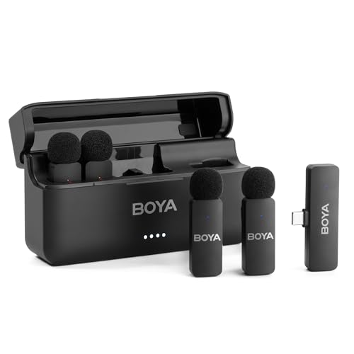 Boya BY-V4U Kabelloses Lavalier-Mikrofon für iPhone 15 Android Typ C Telefon Smartphone Clip-On Wireless Lapel Mic für Videoaufnahmen Podcast Interview Streaming Vlog YouTube von BOYA