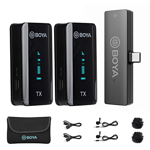 BOYA Dual Channel Wireless Lavalier Microphone for USB Type-C Android Phone Tablet Laptop, BY-XM6 S6 Plug Play Lapel Lav Mic for Video Recording YouTube Facebook Live Stream Podcast Interview Vlog von Boya