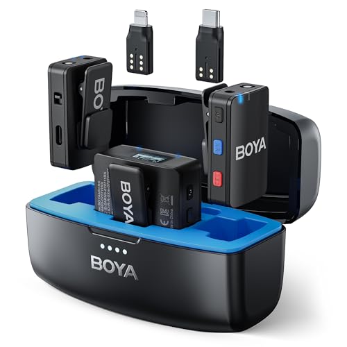 BOYA Kabelloses Lavalier-Mikrofon für iPhone, Android-Tablets, Kamera, integrierte Aufnahme, 299,9 m Reichweite, 10 Stunden Akkulaufzeit, mit Ladehülle, kabelloses Ansteckmikrofon für BOYA Kabelloses Lavalier-Mikrofon für iPhone, Android-Tablets, Kamera, integrierte Aufnahme, 299,9 m Reichweite, 10 Stunden Akkulaufzeit, mit Ladehülle, kabelloses Ansteckmikrofon für von BOYA