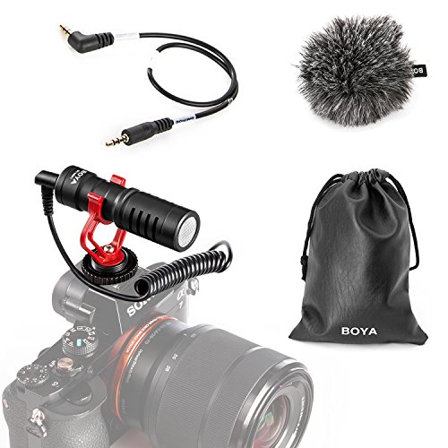 BOYA by-MM1 On-Camera Shotgun-Mikrofon für iPhone, Android-Smartphones, DSLR-Kameras, Camcorder – batterieloses Kameramikrofon Vlog-Videomikrofon von Boya
