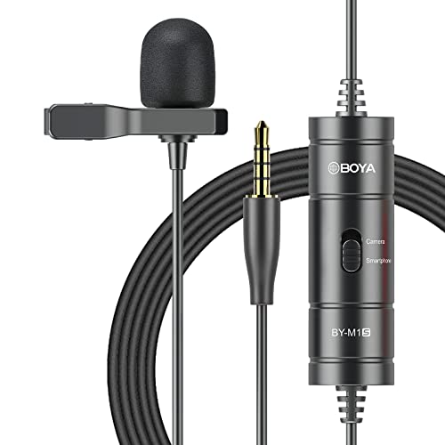 Boya BY-M1S Professionelles Lavalier-Revers-Mikrofon Omnidirektionales Kondensatormikrofon für iPhone, Android, Smartphone, DSLR, Camcorder, Audio-Recorder, PC Laptop Aufnahme von Boya