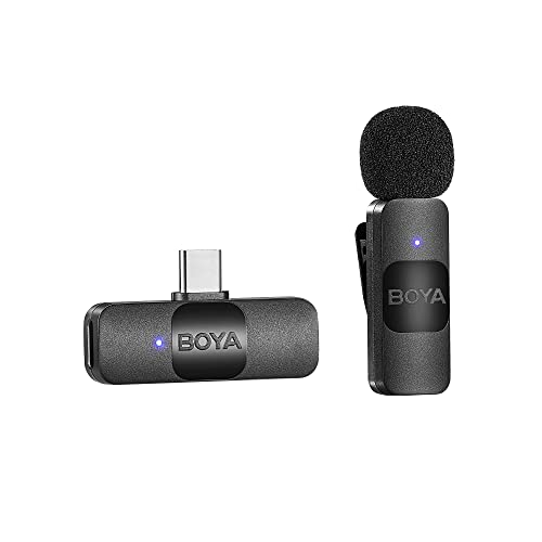 Boya BY-V10 USB-C kabelloses Mikrofon, Mini-Ansteckmikrofon mit Geräuschunterdrückung, kompatibel mit Android/Typ-C-Smartphone, Laptop, YouTube, Podcast, Facebook, Vlogging Aufnahmen von Boya
