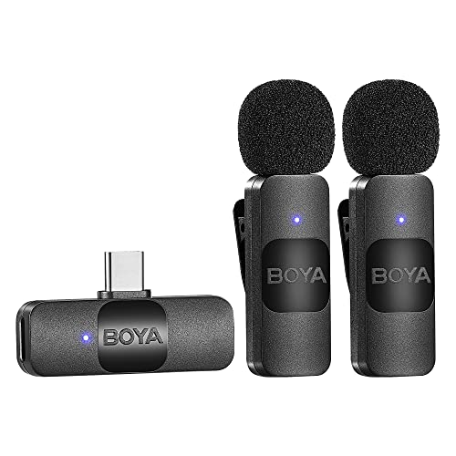 Boya BY-V20 USB-C kabelloses Mikrofon, Mini-Ansteckmikrofon mit Geräuschunterdrückung, kompatibel mit Android/Typ-C-Smartphone, Laptop für YouTube, Podcast, Facebook, Vlogging Aufnahmen von Boya