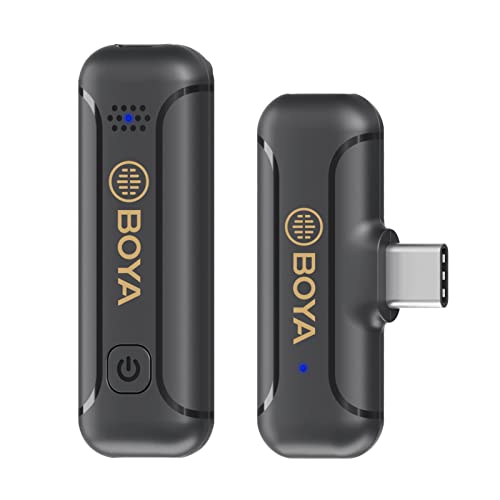 Boya BY-WM3T2 Mini Wireless Lavalier Mikrofon für Android, 2.4GHz Plug Play Ansteckmikrofon USB-C Kondensatormikrofon mit Kugelcharakteristik Videoaufnahme Tiktok Facebook YouTube Live Stream von Boya