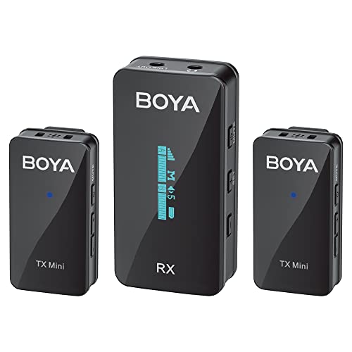 BOYA BY-XM6-S2 Mini 2,4 GHz Dual Wireless Lavalier Mikrofon für DLSR Kamera/iPhone/Android, Dual Lapel Wireless Mic für Live Streaming Video Vlog Podcast von BOYA