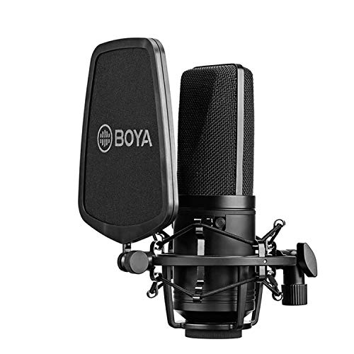 Boya M1000 Audio-Mikrofon, Studio-Kondensatormikrofon, große Membran, 24 V, 48 V, Phantomspeisung und Robustes Gehäuse für Sprachaufnahme, Singer, Podcasting, Broadcasting Video von Boya