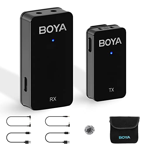 BOYA WMic5-M1 Kabelloses Lavaliermikrofon für Canon Nikon Sony DSLR-Kamera, 2,4 GHz, Dual-Channel, wiederaufladbar, Lapel On Mic für Vlogging Streaming Interview von BOYA